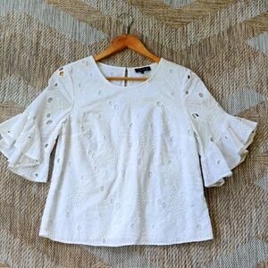 1.State -white eyelet Bell sleeve top